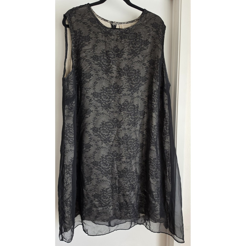 VTG NWoT‎ Boulevard De Paris Women's Dress Black Floral Lace Sz 24 Made in USA